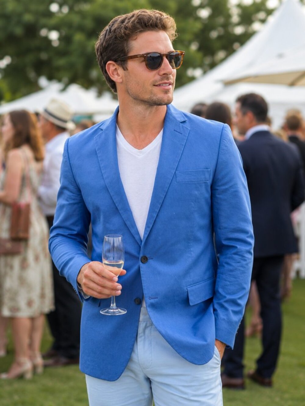 Gieves & Hawkes 100% Cotton Sports Jacket - (UK) 42L - Azure/Blue